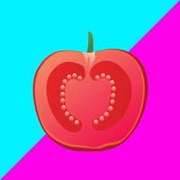 Fresh red tomato slices illustration vector