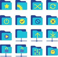 Business and office flat icons set, office equipment and marketing items vector