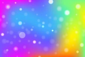 Rainbow fantasy background. Bright multicolored sky with bokeh. Holographic wavy illustration. Vector. vector