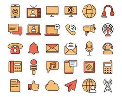 Communication thin line color icons set, vector illustration