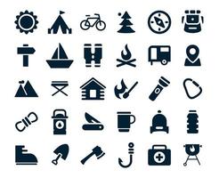 Hand drawn icons outdoor and champing vector