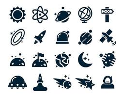 Set of space icon vector illustration in outline style