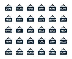 Plank signage icon vector symbol set collection