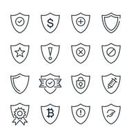 Simple collection of shield related line icons vector