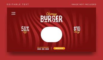 Delicious burger and food menu banner template vector