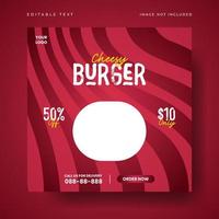 Delicious burger and food menu social media post vector