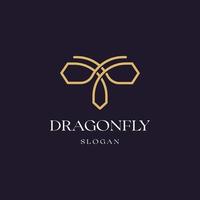 dragonfly line outline logo vector