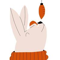 Rabbit and Christmas ball. Symbol of the new year 2023. Vector illustration in hand drawn style