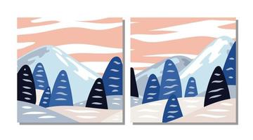 Flat Winter Landscape Background Design vector