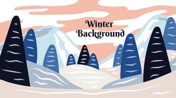 diseño de fondo de paisaje de invierno plano vector