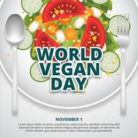 fondo del día mundial vegano con comida vegana en una mesa vector