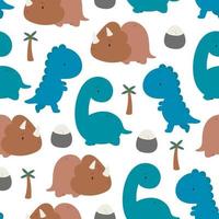 Seamless pattern with cute dinosaurs. Vector illustration in cartoon style. For card, posters, banners, printing on the pack, printing on clothes, fabric, wallpaper.