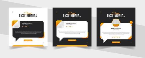 Creative concept of customer feedback social media template. Creative Customer service feedback review or testimonial social media post or web banner with color variation template. vector