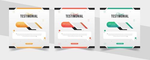 Creative and abstract concept of customer feedback social media template. Creative Customer service feedback review or testimonial social media post or web banner with color variation template vector