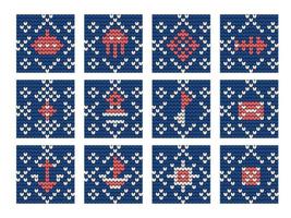 Grandma knitting pattern set for Ugly Sweater vector