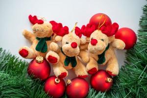 Decorative reindeer on the Christmas tree photo