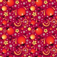 Red Currant floral pattern like a Khokhloma style vector