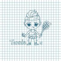 Sketch Girl Tennis-Player vector