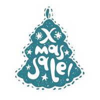 Xmas sale lettering in tree silhouette vector