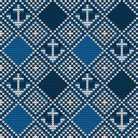Knitting pattern with anchor for Ugly Sweater vector