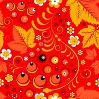 Khokhloma seamless pattern in russian folk style vector