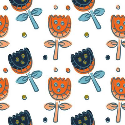 Floral seamless pattern as Scandinavian textile design. Field of tulips