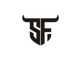 Initial SF Bull Logo Design. vector
