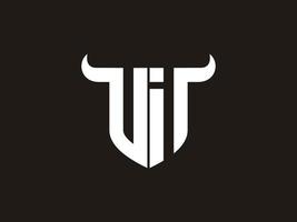 Initial VI Bull Logo Design. vector