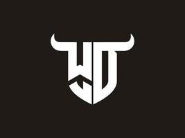 Initial WD Bull Logo Design. vector