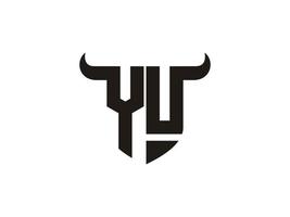 Initial YU Bull Logo Design. vector