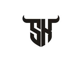 Initial SK Bull Logo Design. vector