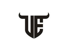 Initial VE Bull Logo Design. vector