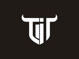 Initial TI Bull Logo Design. vector