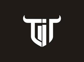 Initial TI Bull Logo Design. vector