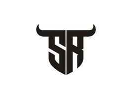 Initial SR Bull Logo Design. vector
