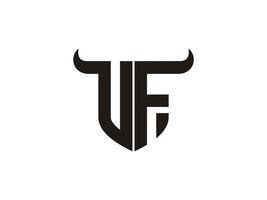 Initial VF Bull Logo Design. vector