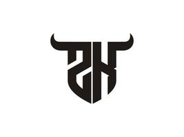 Initial ZK Bull Logo Design. vector