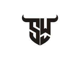 Initial SW Bull Logo Design. vector