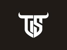 Initial TS Bull Logo Design. vector