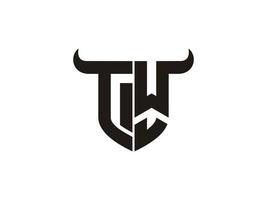 Initial TW Bull Logo Design. vector