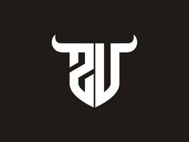 Initial ZV Bull Logo Design. vector
