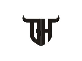 Initial QH Bull Logo Design. vector