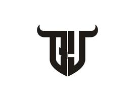 Initial QJ Bull Logo Design. vector