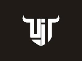 Initial UI Bull Logo Design. vector