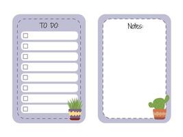 Templates for to do list a lilac-colored leaf with potted plants. vector