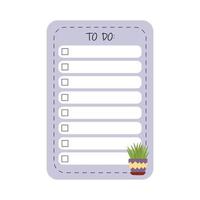 Templates for to do list a lilac-colored leaf with potted plants. vector