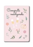 A greeting card for a wedding in pastel colors. Vector design template in a cute romantic style