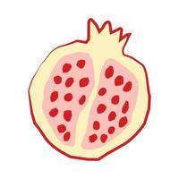 Half of pomegranate in a flat abstract style. Vector element fruit isolated on a white background