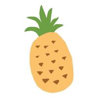 Bright cute pineapple fruit in a flat hand-drawn style. Vector element isolated on a white background