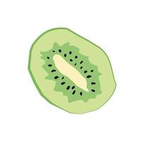 fruta de kiwi linda y brillante cortada en un estilo plano dibujado a mano. elemento vectorial aislado en un fondo blanco vector